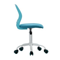 Homy Casa CARNATION FLEECE AQUA Office Chair with Aqua Corduroy Upholstery and White Metal Base