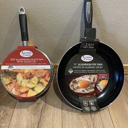 New Alpine Cuisine Sauce Pan 3 Qt & 11” fry pan Nonstick Coating