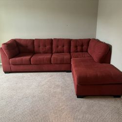 Red Sectional Couch w/ Chaise Free Delivery 🚚 