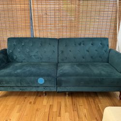 Mid- Century Turquoise Futon Couch