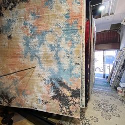 8x10 Area Rugs Carpet Rugs Abstract Design Thick Colors Beige Blue Rust 