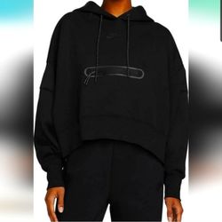 Nike Sportswear Tech Fleece Women's Over-Oversized Crop Pullover Hoodie in Black 