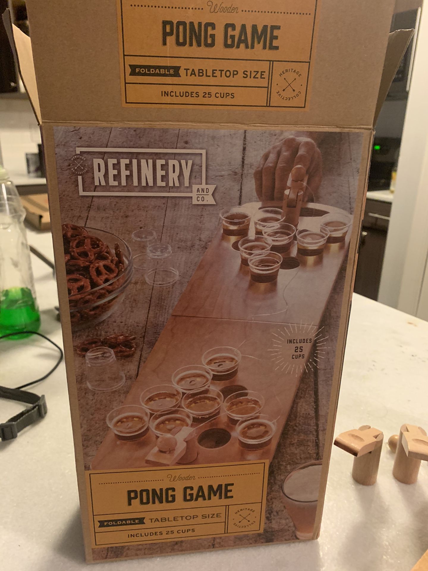 New Refinery And Company Wooden Pong Game Foldable Table Top Size