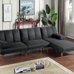 Black Polyfiber Sectional Sofa Set Living Room Furniture Solid wood Legs Plush Couch Adjustable Sofa