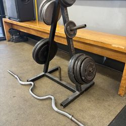 EZ Curl bar With Weights
