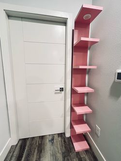 Fixwal 7 Tier Wall Shelf with LED Lights Lack Shelf for Room Decor (Pink)