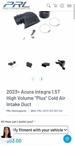 PRL Acura Integra DE4/Honda Civic Si 11th gen 1.5T High Volume “Plus” Cold Air Intake Duct