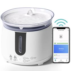 Cat Water Fountain with Wireless Pump, [5-Stage Filtration System] Water Fountain for Cats Inside, Easy to Clean & Ultra Silent, BPA-Free Cat Fountain