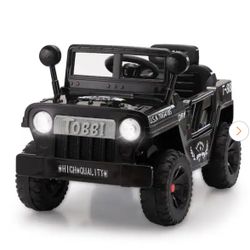 12-Vot Kids Ride on Electric Truck with LED Lights, Horn and Music, Black