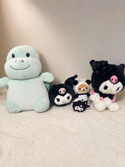 Official Sanrio Kuromi Plush Bundle + Rilakkuma Panda (5 Plushies) - Will Separate
