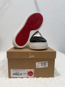 Christian Louboutin Vieirissima Flat Black/White Low Top Lace-Up Sneakers