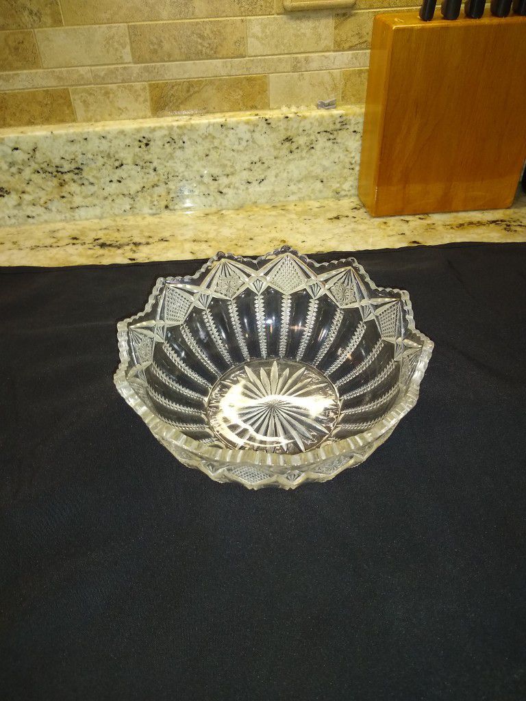 Estate Piece Beautiful Royal Crown Cut Glass Bowl +2 Free Gifts