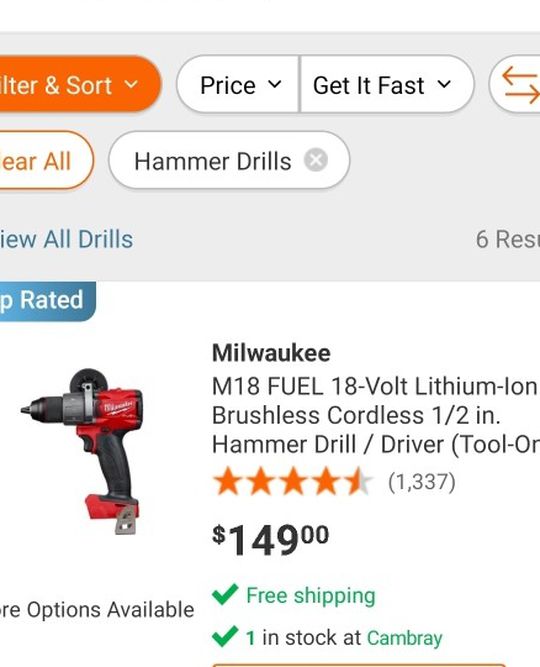 Milwaukee Hammer Drill Fuel 1/2 New In Box