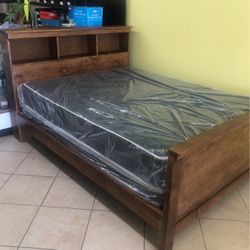 Cama Queen Size Nueva Madera De Pino