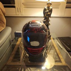 Shoei Helmet Mrf 1100 Red And Black Flame Skull 