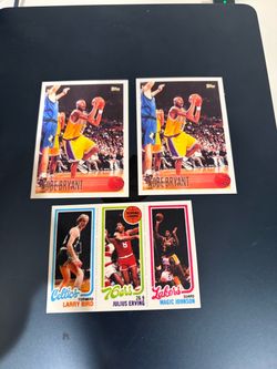 Reprints. Kobe Bryant Topps & Bird/Erving/Johnson Rookie Card Lot