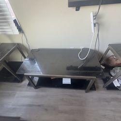 3 Piece glass table