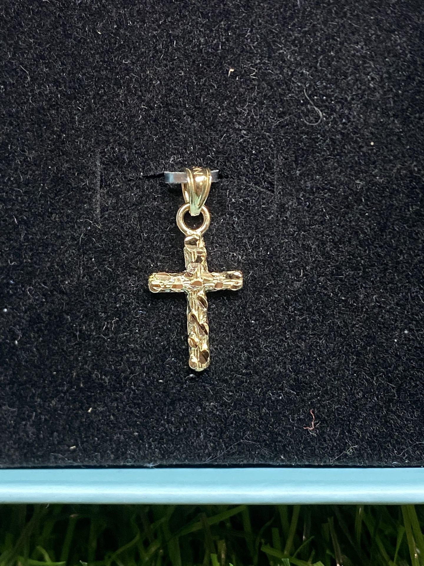 10k Gold Nugget Cross Pendant