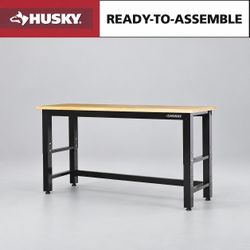 Husky 72 in. Adjustable Height Black Workbench