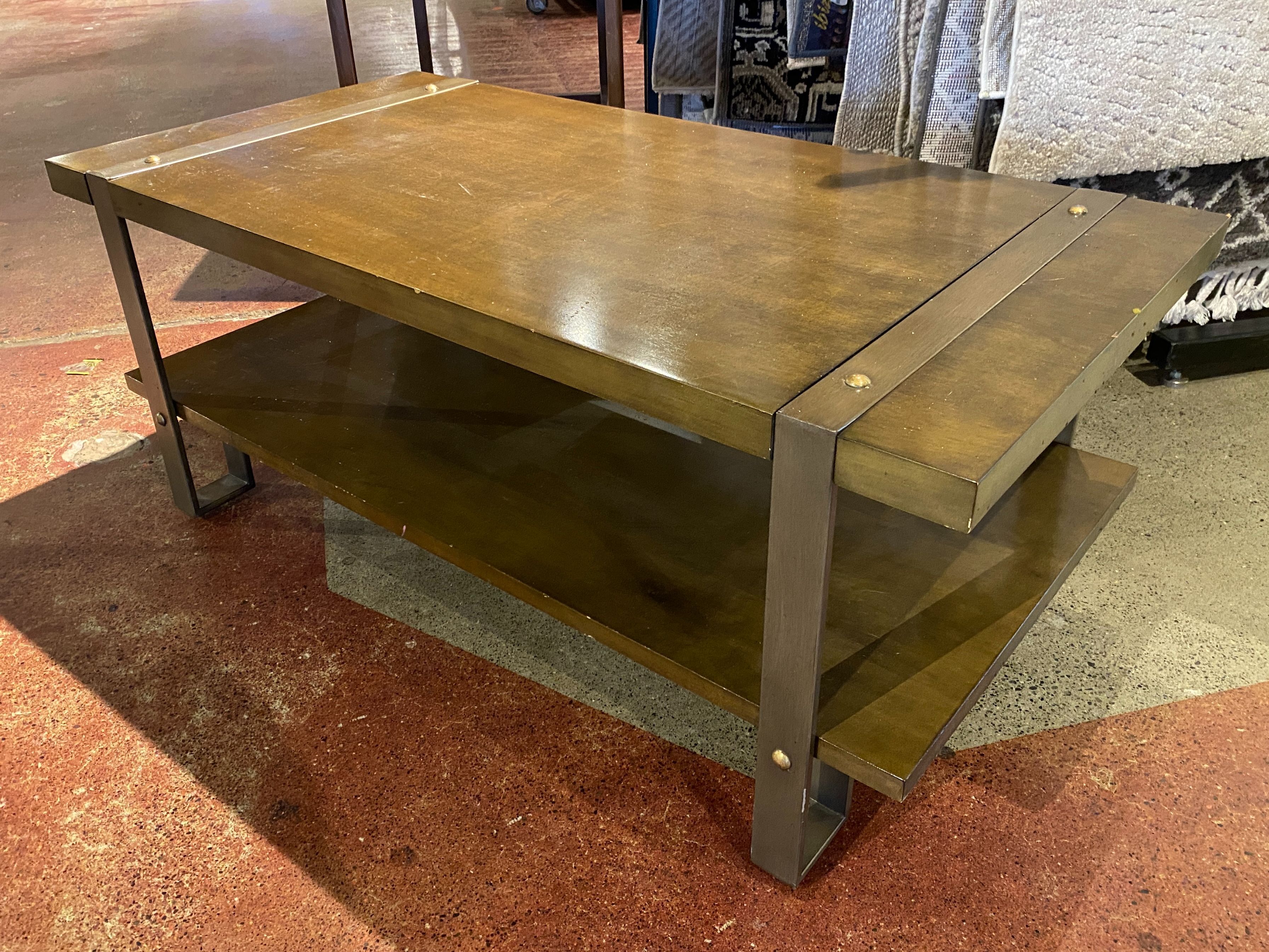 Modern Minimal Coffee Table w/ Metal Banding