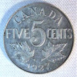1927 Canada 5 Cent Coin * King George V