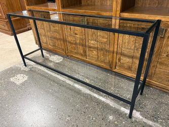 Black Industrial 2-Tier Glass Top Sofa Table