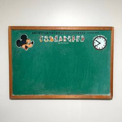 Vintage Mickey Mouse Double Side Chalk Board Alphabet And Clock