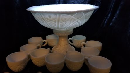 Milk glass punch bowl