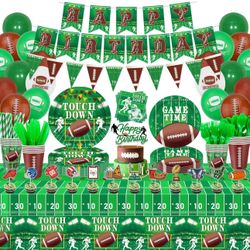 Football Birthday Party Decorations Football Party Supplies Tailgate Party Decor Sports Game Tableware Set - Football Theme Plates, Balloons, Banners,