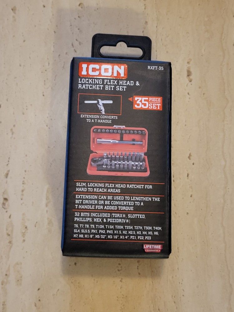 Icon Locking Flex-Head Ratchet 35 Piece Bit Set