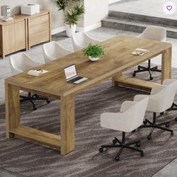 Dining Table, Wood Veneer, Oak Color, 7ft Long, 6-8 People