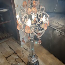 Pink Chandelier Table Lamp Acrylic Prism 33” Tall