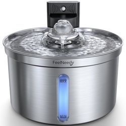 Wireless Cat Water Fountain Stainless Steel with Motion Sensor, 4000mAh Battery Operated Cat Water Dispenser,Water & Battery Separation Safety Design 