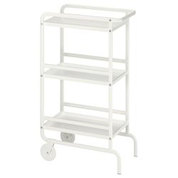 Vintage Retro IKEA SUNNERSTA Metal Trolley Serving Bar Cart On Wheels White Shoreline