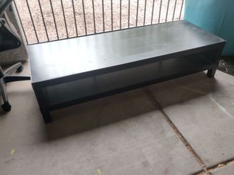 Low Profile Black TV Stand with Open Shelf
