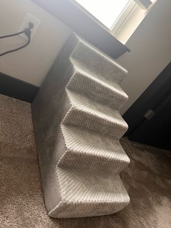 OLIXIS Dog Stairs Ramp For Small Dogs And Cats, 3/4/5-Step Curved Pet Dog Steps With High-Density Foam For Puppy And Older Cats, Indoor Ramp Stairs Fo