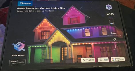 Govee Permanent Outdoor Lights Elite (White Version, 100 ft, Model H805A).