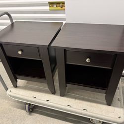 Pair Dark Brown Nightstands / End Tables