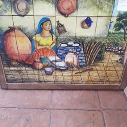 Tortillera tile picture 33in ×25ins hand painted