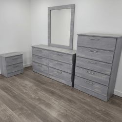 Dresser Whit Mirror , Chest And 1 Nightstand - Cómoda Con Espejo , Gavetero Y 1 Mesita De Noche 