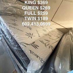 QUEEN MEMORY FOAM MATTRESS AND BOX SPRING.