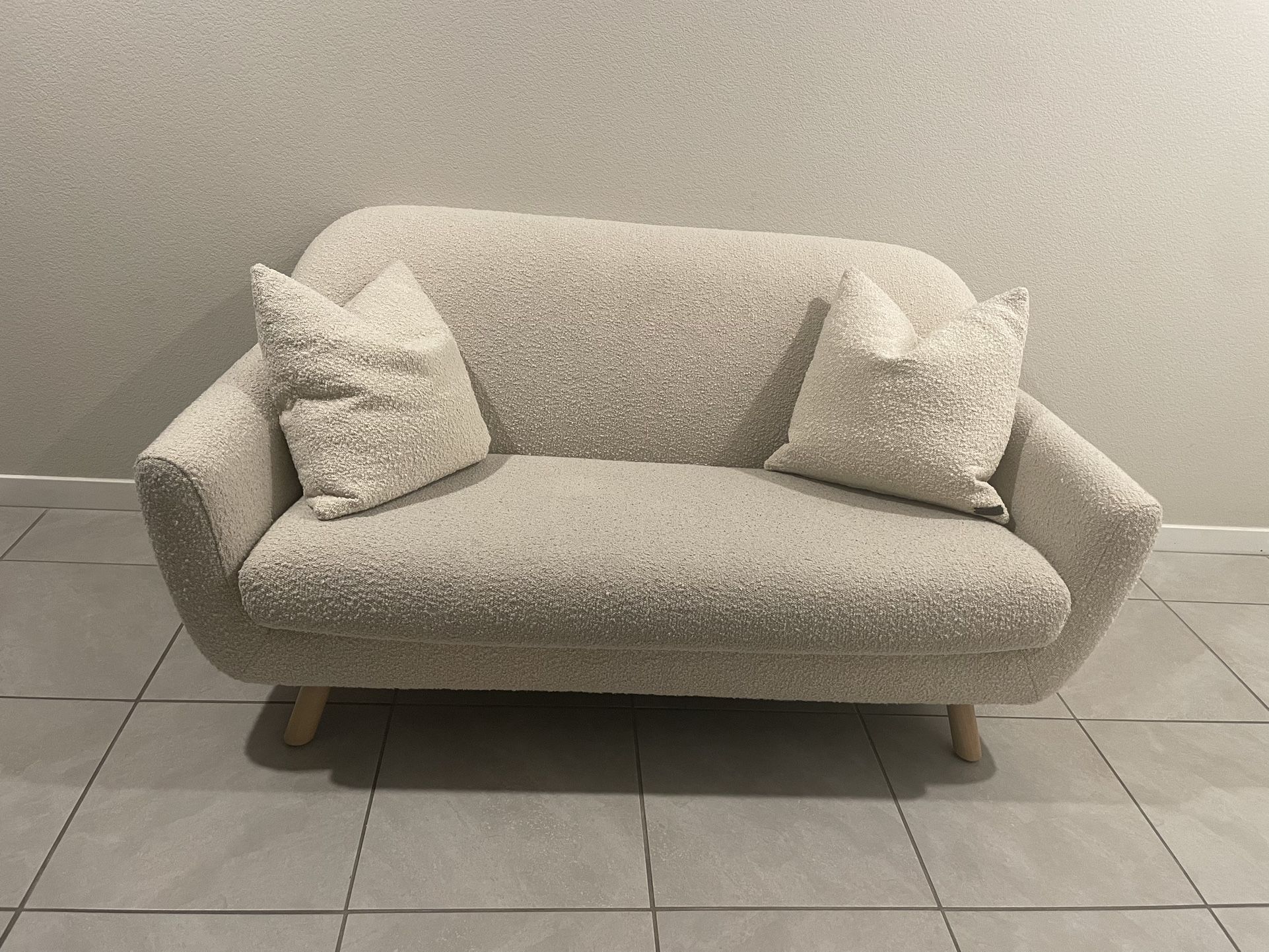 Article Textured White Loveseat