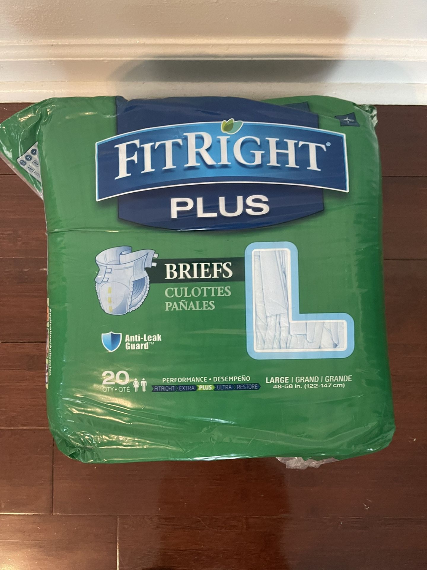 Fit right Plus Briefs Size Large 4 X 20 Pack