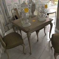 Vintage Antique Card Table With 4 Chairs 