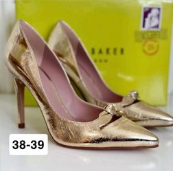 Ted Baker Gold Metallic Pointed-Toe Heels/ shoes