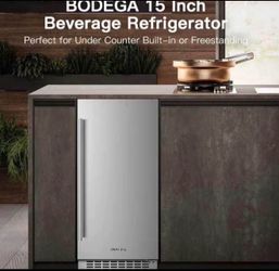 15 in. 100 Can (12 oz.) Single Zone Built-in Beverage Cooler Fridge in Stainless Steel for Outdoor and Indoor Use  New