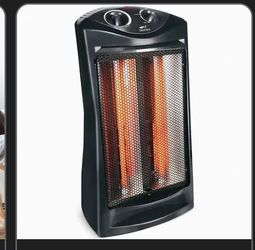 750-Watt/1500-Watt Electric Black Radiant Quartz Tower Heater with Tip-Over Safety Switch and Handle 