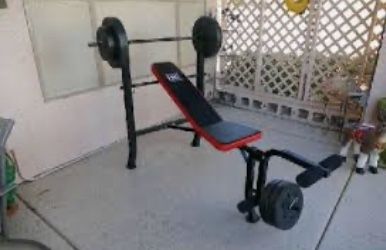 Bench + Rack and 100 lbs Weight Set