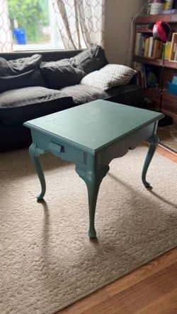 Teal End Table With Drawer