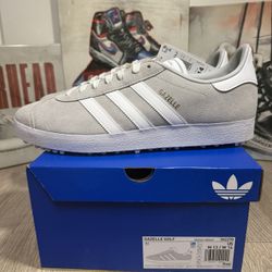 adidas Gazelle Spikeless Golf Shoes Mens 7.5, 8, 11, 13 IH2270 Grey Two White